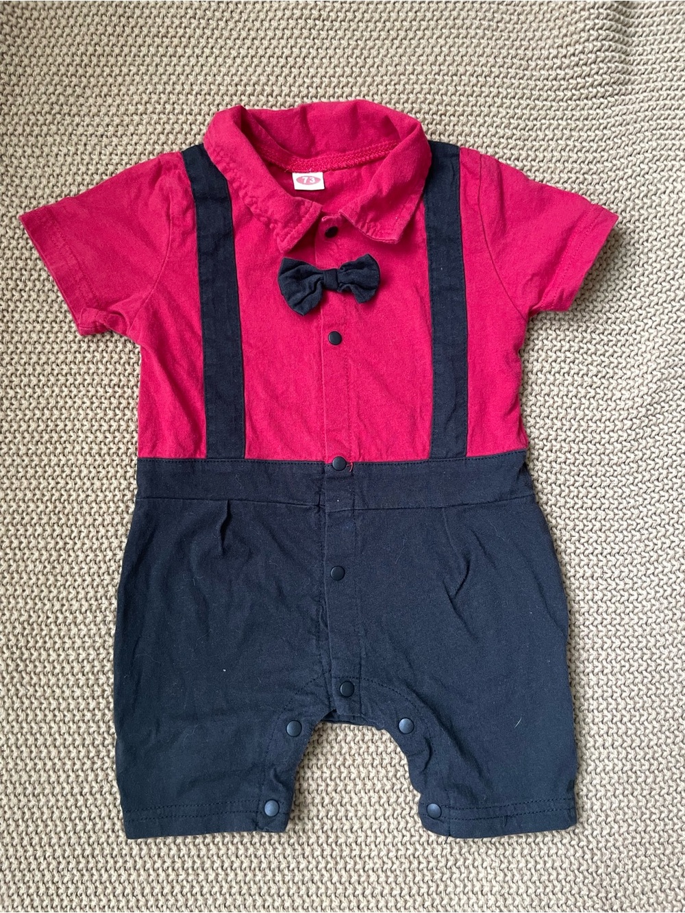 Red and Black Baby Romper with Bowtie